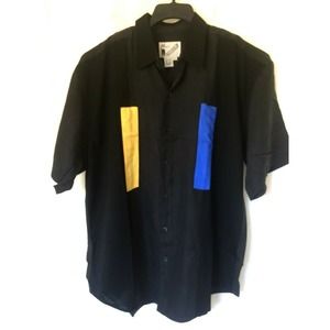 NWT GOOUCH Shirt Button Down Silk Men Pop Art 80'